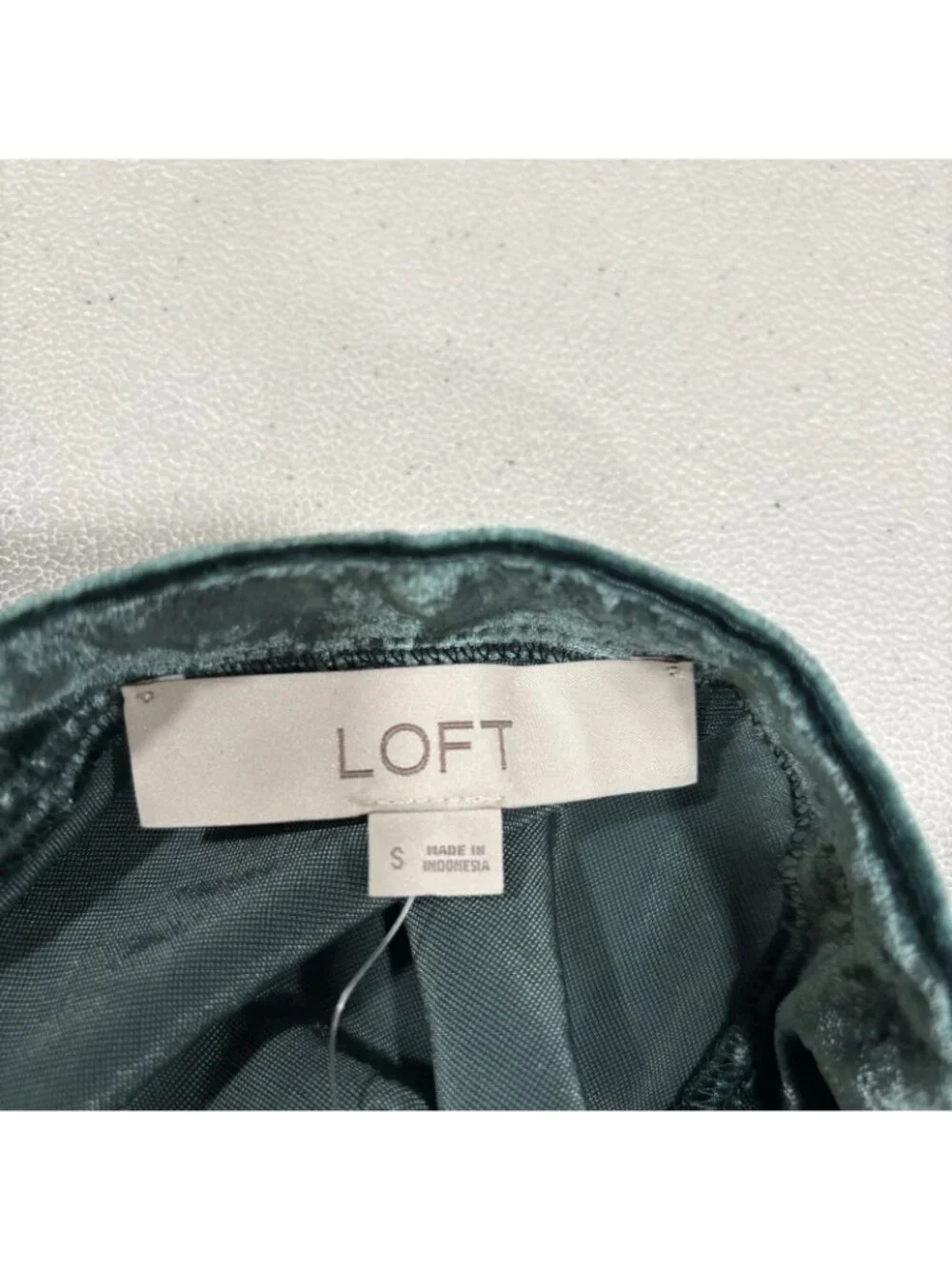 Loft Velvet Sweetheart Neck Puff Sleeve Green Blouse Women Small